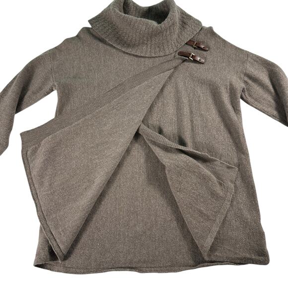 Ellen Tracy Sweater Extra Fine Merino Wool Cowl Neck Tan Brown Womens XL Office - Picture 2 of 16